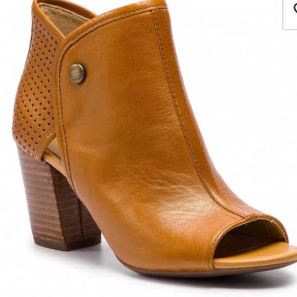 NEW GEOX RESPIRA GENUINE LEATHER OPEN TOE BOOTIE- IN CARMEL - SIZE 37 - Picture 7 of 9